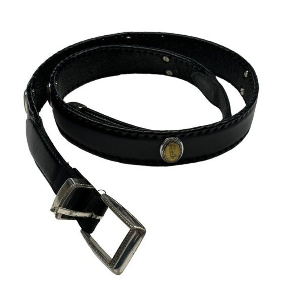 Onyx by Brighton Men's 42 Black Designer Leather Belt Golf Medallions M40343